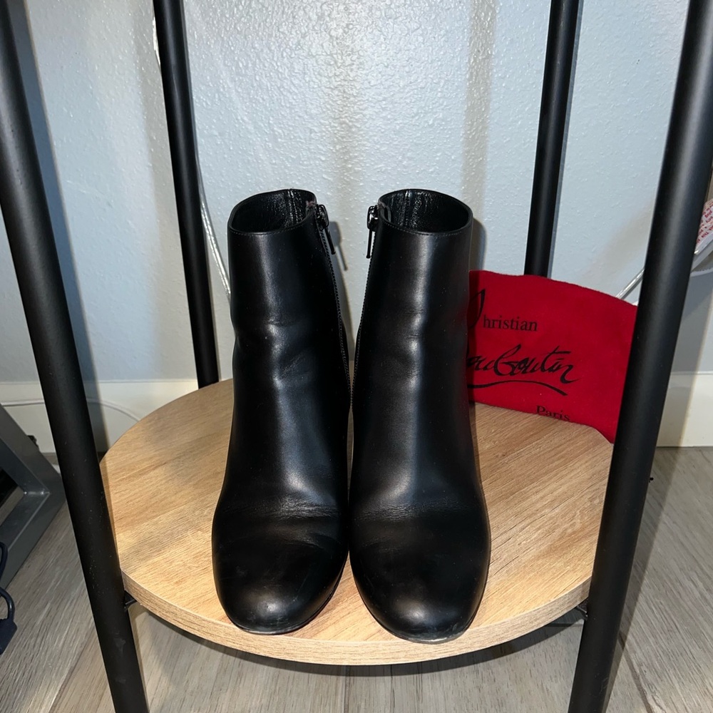 CHRISTIAN LOUBOUTIN Smooth Calfskin Suzi Folk 85 Spike Ankle Boots 36 (Size5.5)